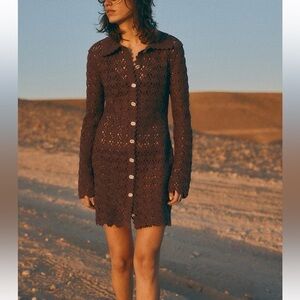 H&M Brown Lace Mini Dress